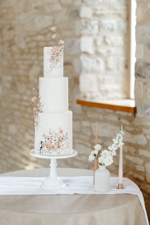 Modern Floral Wedding cake Chloe Ely Photography Caswell House