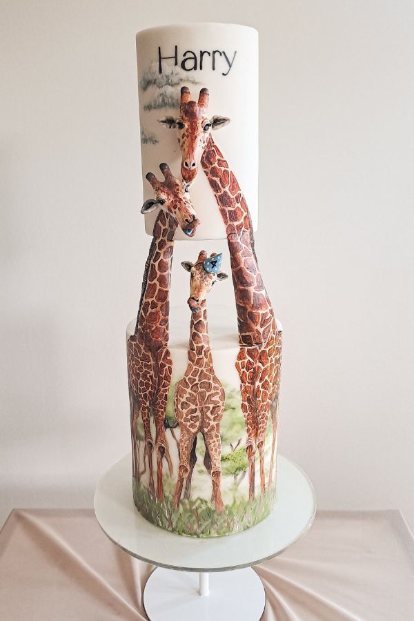 Giraffes Floating Layer Birthday Cake