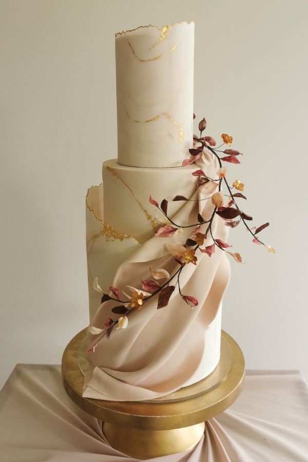 Drape Wedding Cake Green Antler photography - Oakfields Gardens