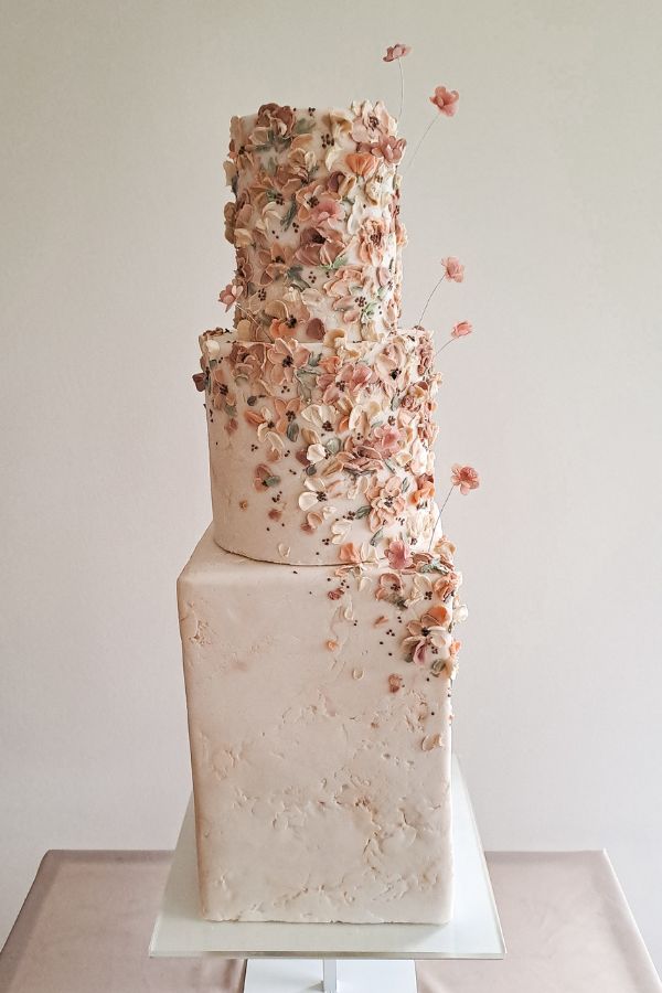 Modern Floral Wedding Cake Perfect Cakes Co  Dewsall Court